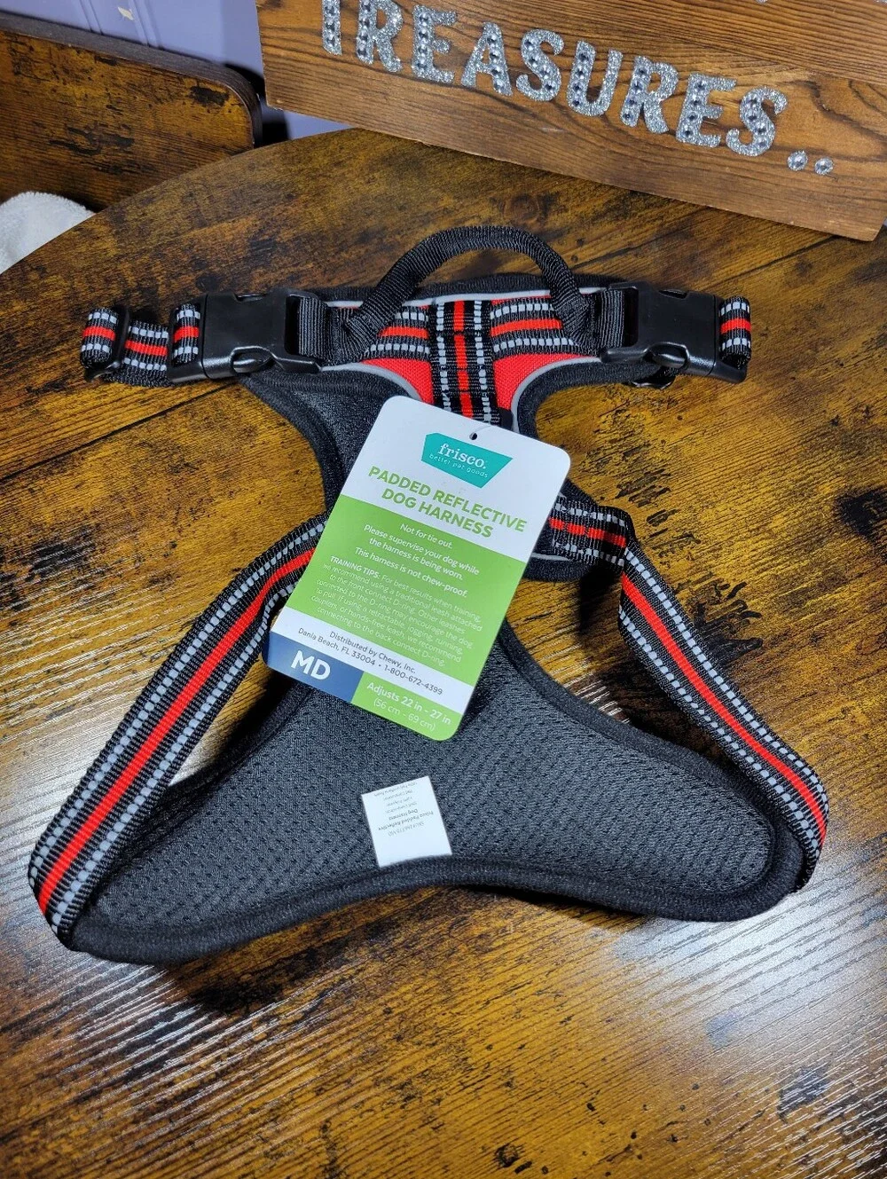 Frisco size medium Red and Black Reflective Dog Harness